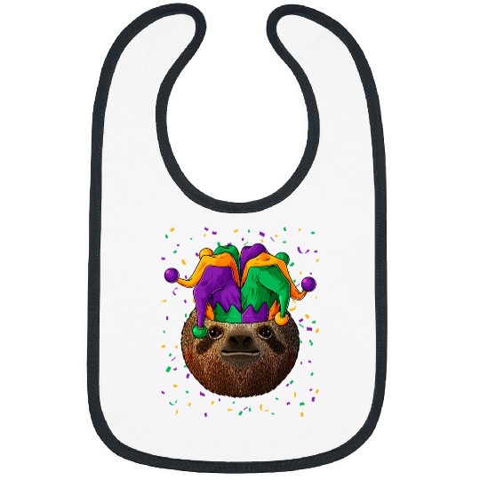 Sloth Pet Gift Mardi Gras Animal Face Jester Festival Bibs