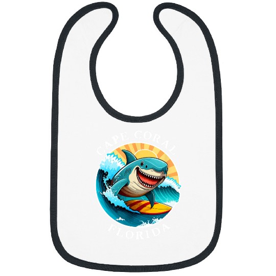 Shark Pet Surf Life Cape Coral Florida Happy Surfing Shark Souvenir Bibs
