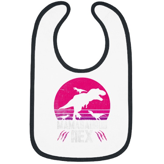Dinosaur Pet vintages Retro 3 Kids Mamasaurus Sunset Funny Gift For Mother Bibs