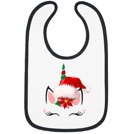 Unicorn Pet Face Santa Hat Christmas Funny Kids Girl Women 6 Bibs