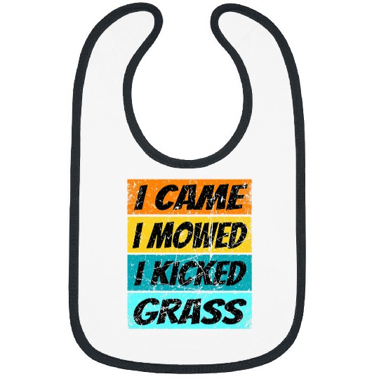 Lawn Mower Fun I Came I Mowed I Kicked Grass 8 Bibs