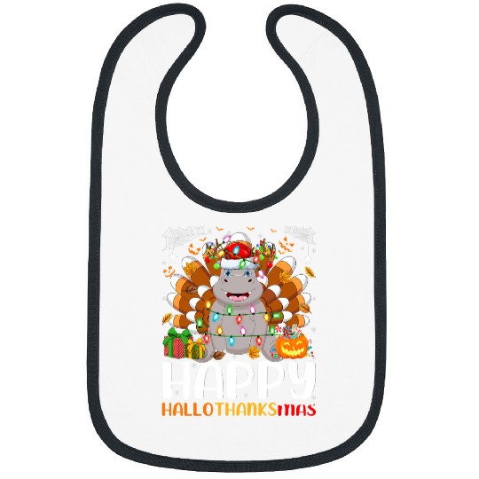 Hippo Pet Halloween Christmas Happy Hallothanksmas Bibs