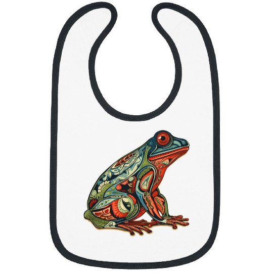Frog Pet Frog Native American Indian Style Art Pacific Northwest 07 Bibs