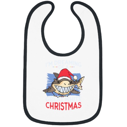 Shark Pet Christmas Shark Im Dreaming Of A Great White Christmas Bibs