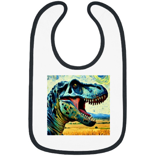 Dinosaur Pet TRex Dino Vincent Van van Gogh Classic Sky Night Painting Bibs