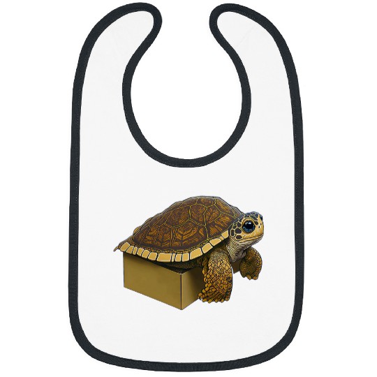 Turtle Pet Box Turtle Climbing Out of a Box Bibs