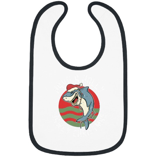Shark Pet Christmas Holly Jawly Santa Jaws Pun Bibs