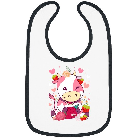 Cow Pet Cute Strawberry Cow Eating Strawberry Strawberry Bibs