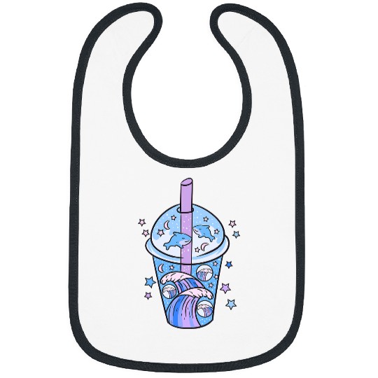 Shark Pet Cute Kawaii Anime Blueberry Shark Milkshake Fantasy Bibs