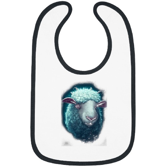 Sheep Pet Face Light Blue Fur Animal Lover Bibs