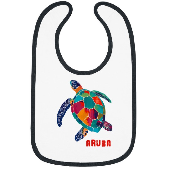 Turtle Pet Aruba Tribal Sea Turtle Illustration Caribbean Vintage Bibs