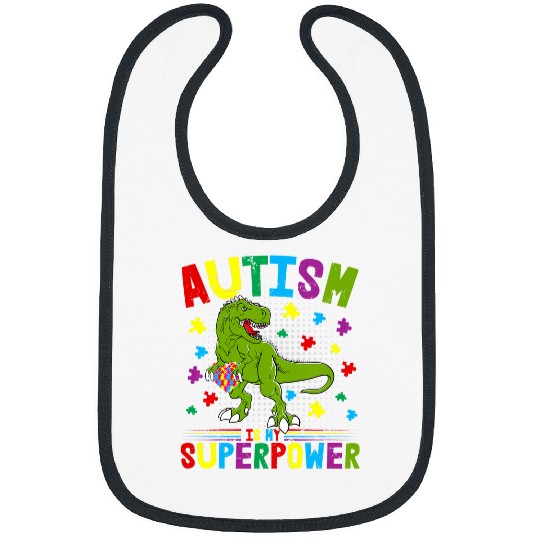 Autism Puzzle Dino Kids Autism is my Superpower Family Dinosaur Bibs