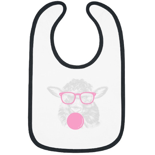 Sheep Pet Face Eating Gum And Makes A Bubble Tee Cute Sheep 08 Bibs