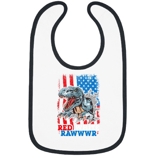 Dinosaur Pet 4th Of July T rexs Dinosaur Red White Blue Bibs