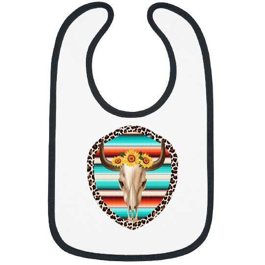 Cow Pet Funny Serape Cow Skull print Sunflower Leopard Turquoise Bibs