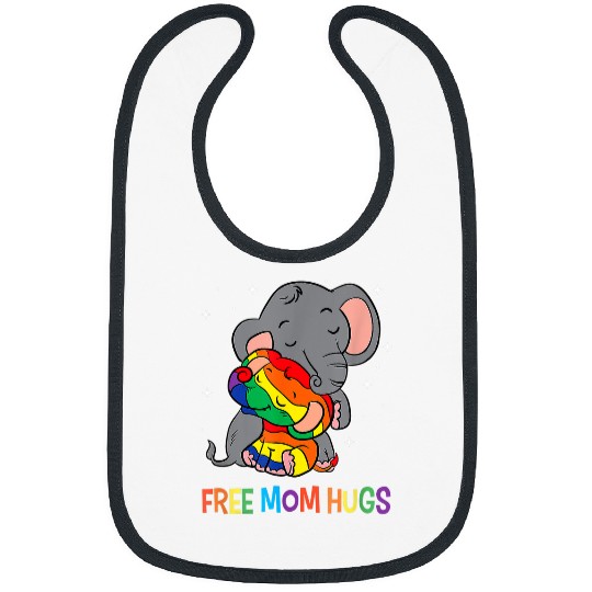 Elephant Mammal LGBT Mom Hugs LGBT Mother Elephant Rainbow Bibs