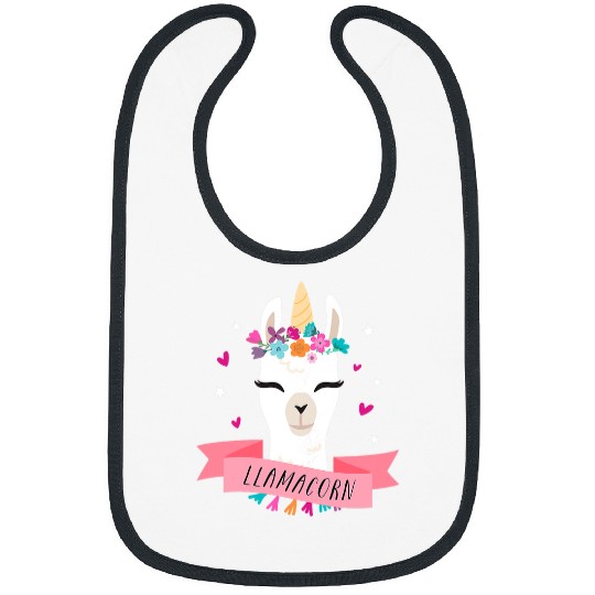 Llama Pet Llamacorn Unicorns Llama Cute Funny Kawaii Animal Face Bibs