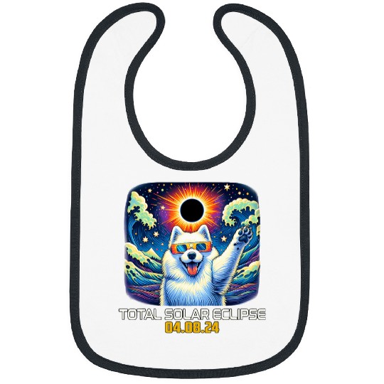 Samoyed Pet Dog Taking Selfie Solar Eclipse Bibs