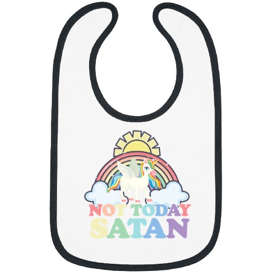 Unicorn Pet Not Today Satan Rainbow Bibs