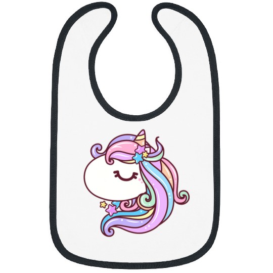 Unicorn Pet Stars Pastel Rainbow Kawaii Unicorn Face Kids Bibs