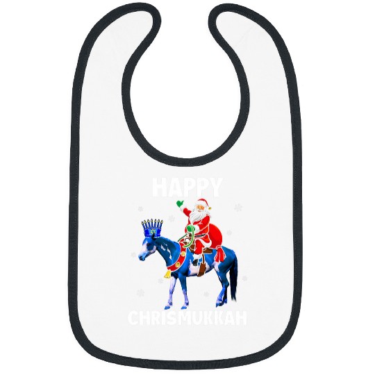 Horse Pet Happy Chrismukkah Hanukkah xmass Santa Riding Horse Menorah Bibs