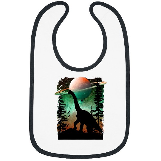 Dinosaur Pet Brontosaurus Dinosaur SciFi Galaxy Star Night Nature Bibs