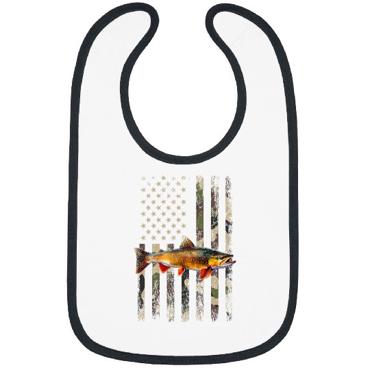 Fishing Fun Speckled Brook trout American flag Fishing 1 Bibs
