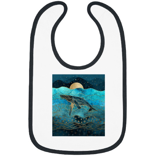 Whale Pet Blue Starry Night Van Gogh Lover Famous Painting Bibs