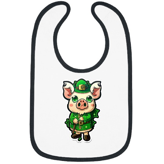 Pig Pet Cute Clover Pig Holding Saint Patrick Hat Bibs