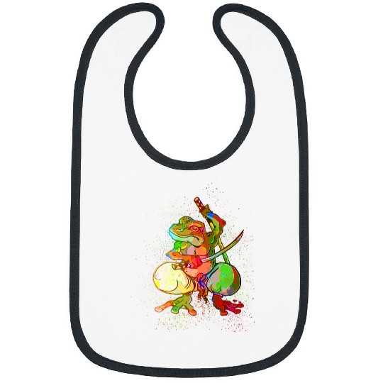 Frog Pet Colorful Paint Splash Japanese Frog Samurai Bibs