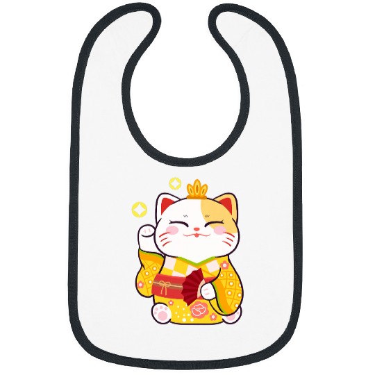Mens Japanese Beckoning Cat Lucky Japan Manekineko Geisha Bibs