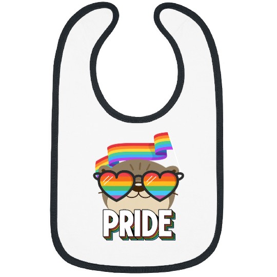 Otter Pet Otter Gay Pride LGBTQ Rainbow Flag Sunglasses Cute Bibs