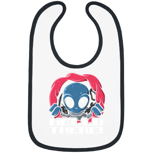 Aliens UFO Hello There UFO Believer Funny Space Area 51 Alien Face Bibs
