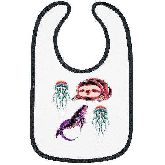 Sloth Pet Gift Outer Space Whale Sloth Jellyfish Kids Astronaut Science Bibs
