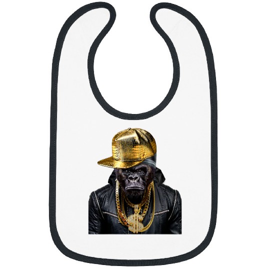 Gorilla Pet Grumpy Gorilla as Hip Hop Rapper Rapping Primate Bibs