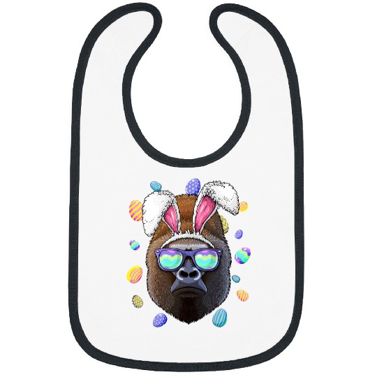 Gorilla Pet Easter Bunny Ears Funny Easter Eggs Hunting Bibs