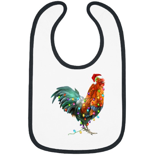 Chicken Pet Christmas Lights Chicken Santa Funny xmass Tree Chicken 271 Bibs