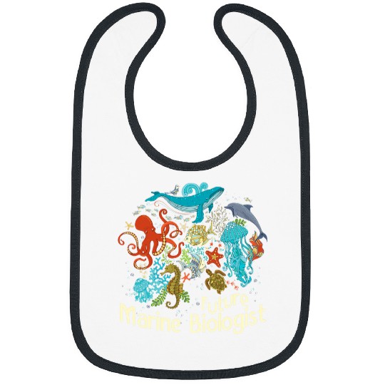 Whale Pet Future Marine Biologist Ocean Life Collage Drawing Bibs
