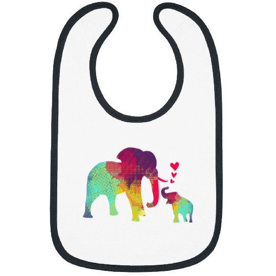 Elephant Mammal Colorful Elephant Mama Baby Mothers Day Bibs