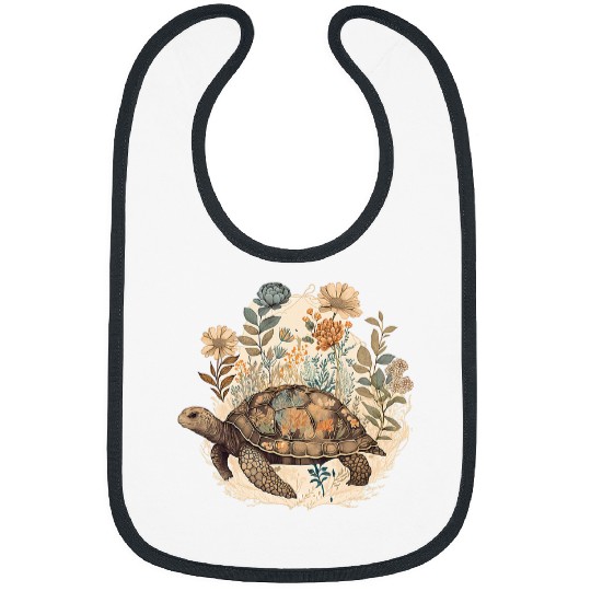 Turtle Pet Cottagecore Floral Earth Day Earth Sea Turtle Graphic 1 Bibs