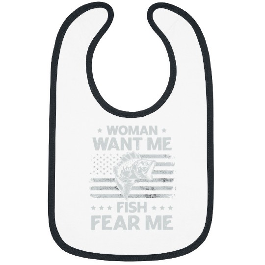 Fishing Fun Women Want Me Fish Fear Me vintages Bass Fishing USA Flag Bibs