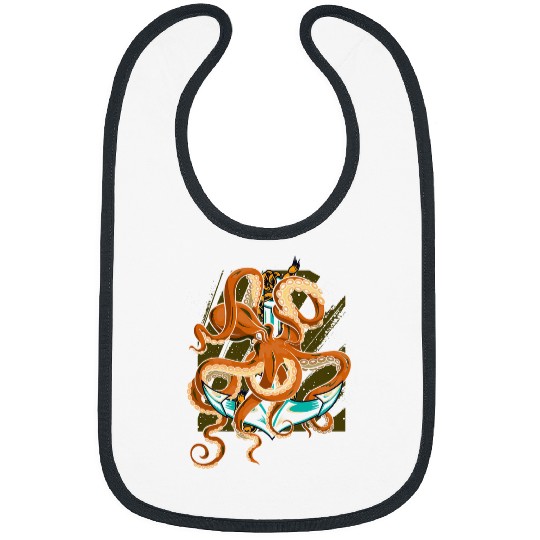Octopus Pet Aquarist Gift Sea Ocean Animal Kraken Pirate Bibs
