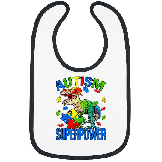 Autism Puzzle Dino rexs Autism Is My Superpower Bibs
