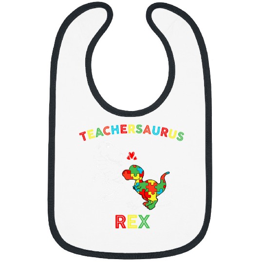 Autism Puzzle Dino Teacher Teachersaurus rexs Puzzle Pieces Autism ASD Bibs