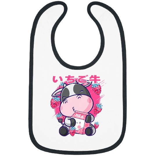 Cow Pet Funny Strawberry Cow Milk Japanese Kawaii Strawberry Milk 124 Bibs
