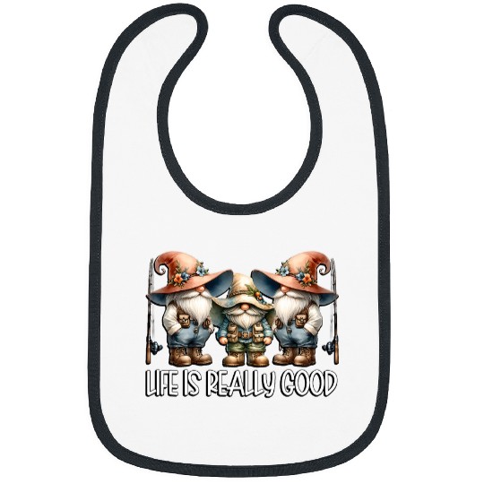 Fishing Fun Life Is Really Good For Men And Women Funny Fishing Gnome Bibs