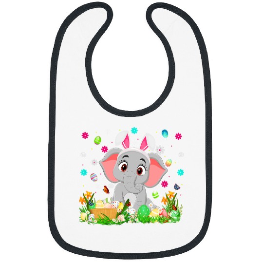 Elephant Mammal Bunny Easter Egg Lover Funny Elephant Easter Sunday Bibs