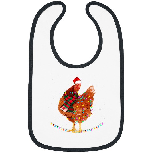 Chicken Pet Christmas Lights Chicken Santa Funny xmass Tree Chicken Chick Bibs