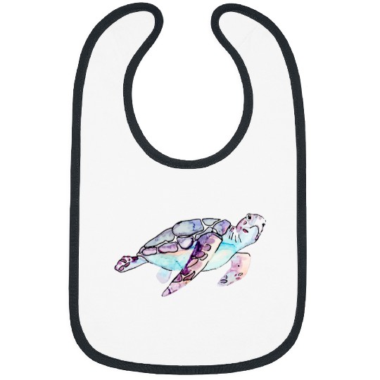 Turtle Pet Lovely Swimming Purple Sea Turtle Watercolor Art Bibs