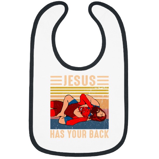 Sport Wrestling Jesus Has Your Back Wrestling Retro vintages Bibs